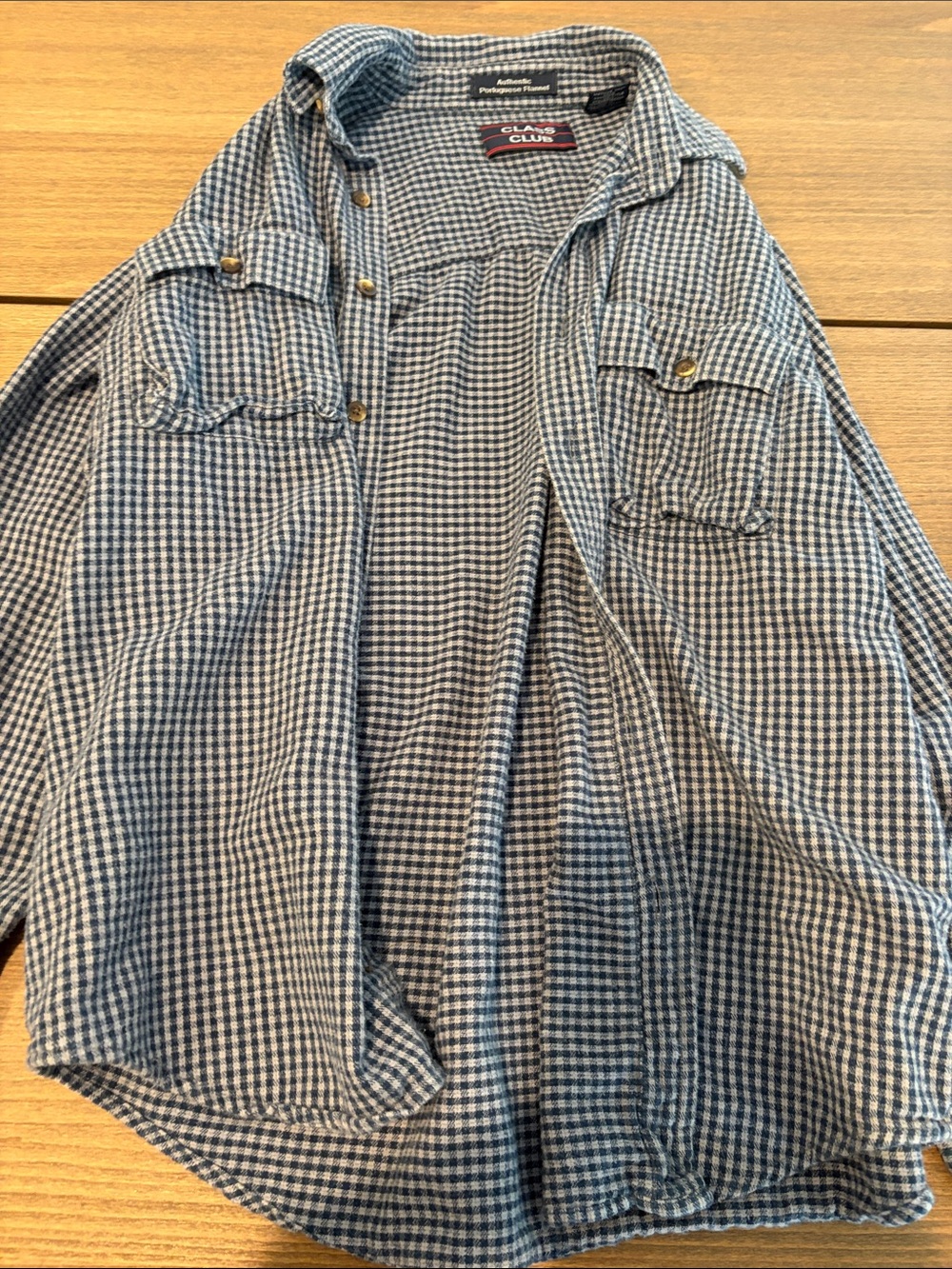 Class Club Blue and White Gingham Button-Down Shirt